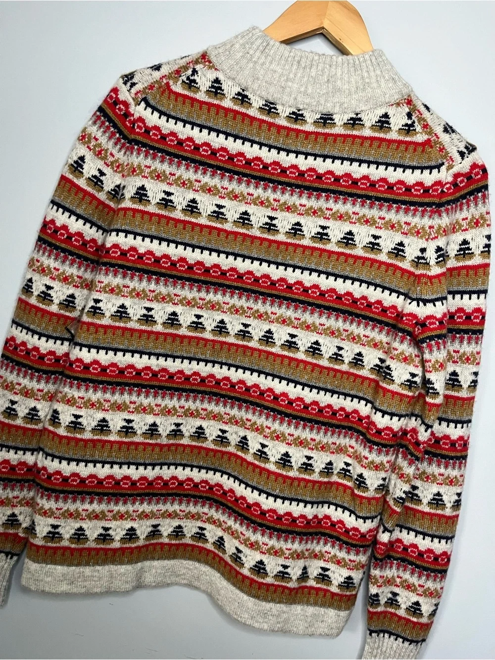 J. Crew Fair Isle Mockneck Lambswool Blend Sweater Size Medium
